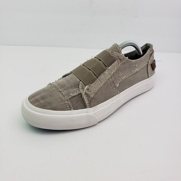 Blowfish Malibu Marley Womens Sz 8 Khaki Green Canvas Distress Low Sneaker Shoes - Picture 2 of 12